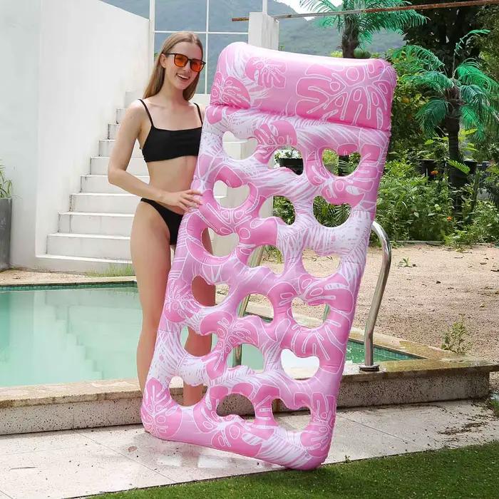 Matelas gonflable pour piscine - Flotteurs de piscine taille adulte avec appui-tête, radeau de bronz