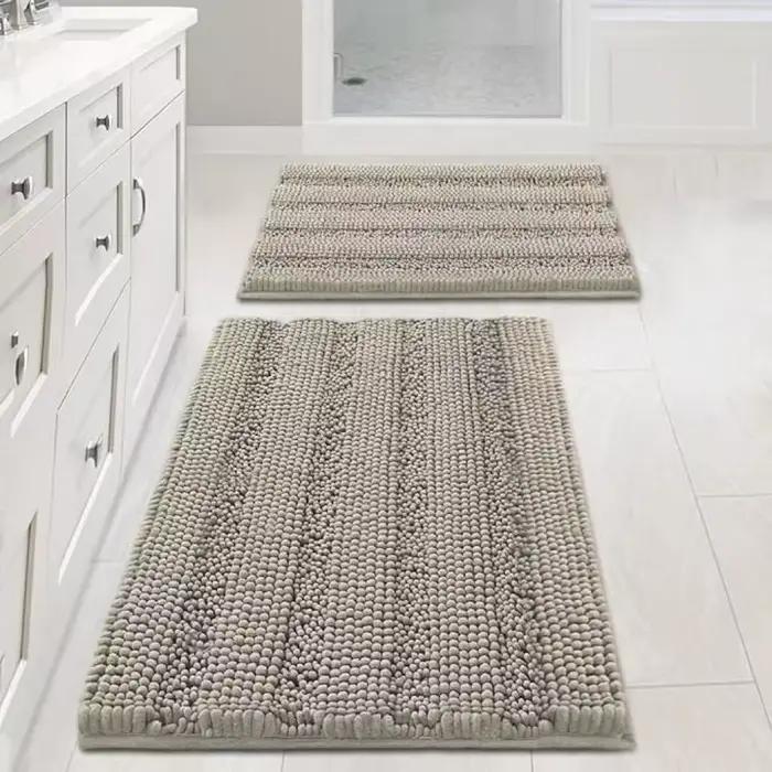 Tapis de bain en chenille antidérapant, absorbant, lavable en machine, tapis de sol doux et moelleux