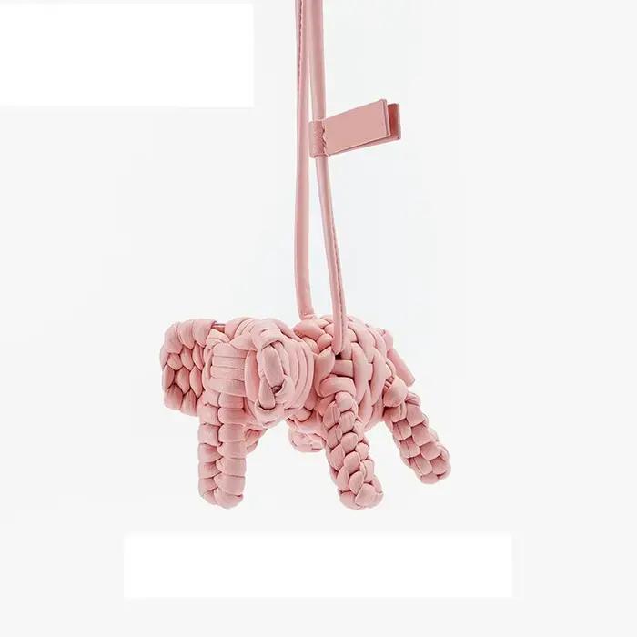Pendentif éléphant en cuir tressé de luxe, breloque de sac de haute qualité, accessoire de décoratio
