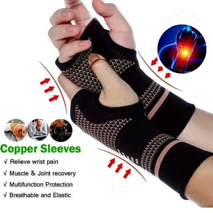 Nouveau 1 pièces bracelet en Fiber de cuivre poignet élastique Sport pansement bracelet main soutien