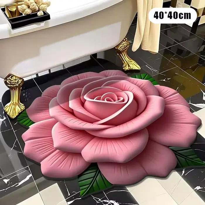 Nouveau Tapis de Sol en Forme de Fleur, Tapis Doux en Forme de Pivoine, Durable, 40x40cm, Antidérapa
