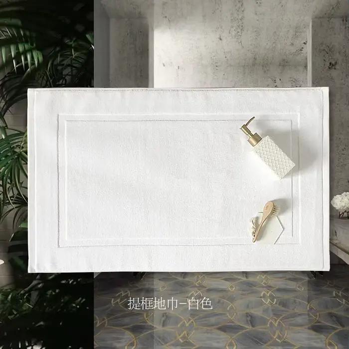 Tapis de bain blanc épais en jacquard pour SPA, hôtel et maison, gris, 100% coton, antidérapant, abs
