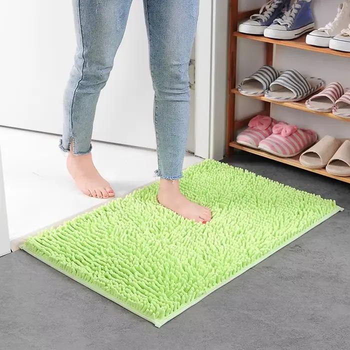 Tapis de bain en chenille dense, super absorbant, durable, antidérapant, avec dos en caoutchouc, lav