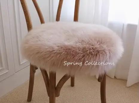 Tapis de sol en laine de mouton Pure 100%, 35/40/45CM, coussin de siège rond, doux et poilu
