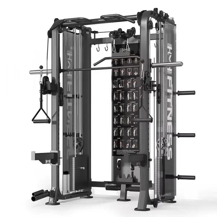 Rack à Squats Multifonctionnel avec Machine Smith et Banc de Musculation Intégré pour la Maison – Éq
