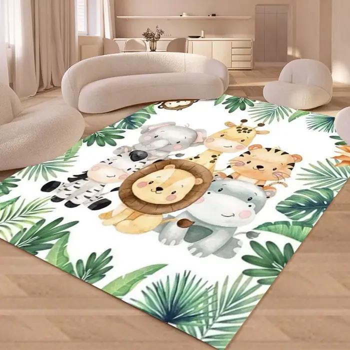 Tapis imprimés d'animaux de la Jungle 3D, motif Floral, animaux de Safari, pour chambre à coucher, s