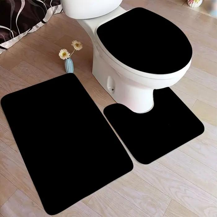 Ensemble de polymères de bain noirs monochromes modernes, tapis de porte de maison, tapis de glouton