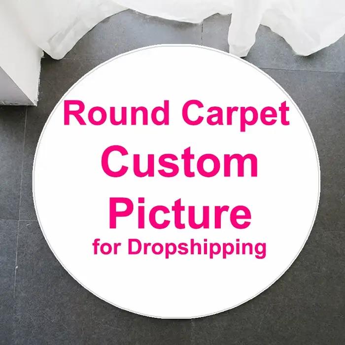 Tapis circulaire avec Logo personnalisé, antidérapant, rond, grand pour la maison, salon, chambre à