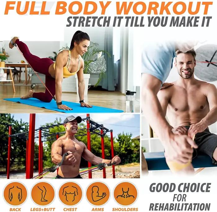 Ensemble de bandes de résistance pour exercices de Fitness, 360lb, Tubes élastiques, corde de tracti