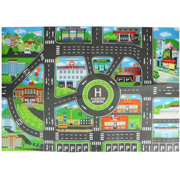 Tapis de route 83*58cm/130*100cm pour enfants, carte routière, jouet éducatif, tapis de jeu en plast