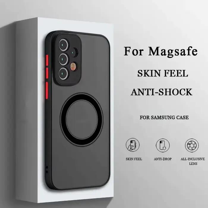 Étui de luxe pour chargement sans fil Magsafe, étui transparent mat résistant aux chocs pour Samsung