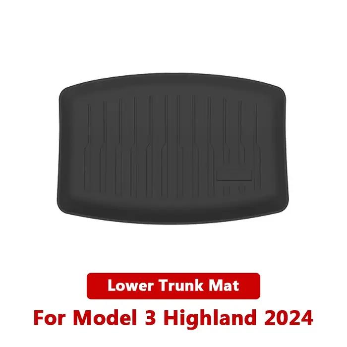 Tapis de coffre avant et arrière en TPE pour Tesla modèle 3 Highland 2024, imperméable, résistant au