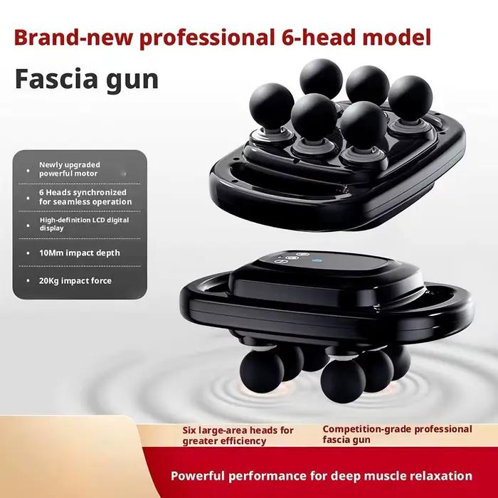 6 Têtes Massage Gun Deep Tissue Percussion Massager Musculaire électrique Massager pour dos taille j