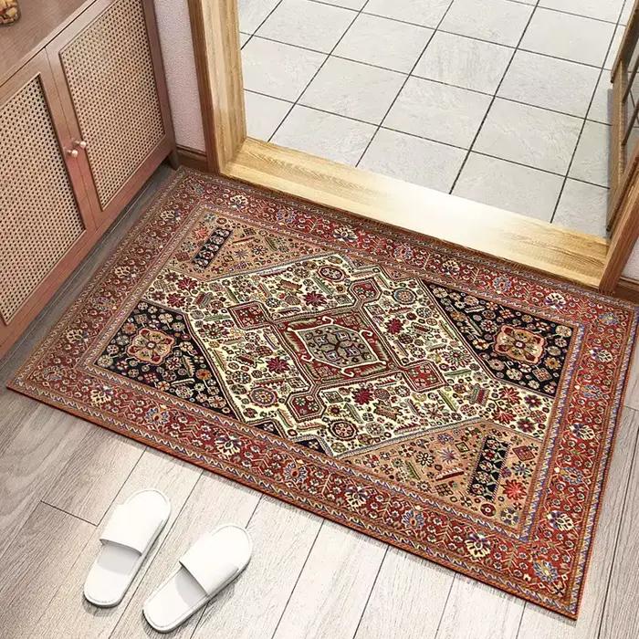Tapis de bienvenue de style vintage européen pour le salon, tapis de porte décoratif, tapis de sol d