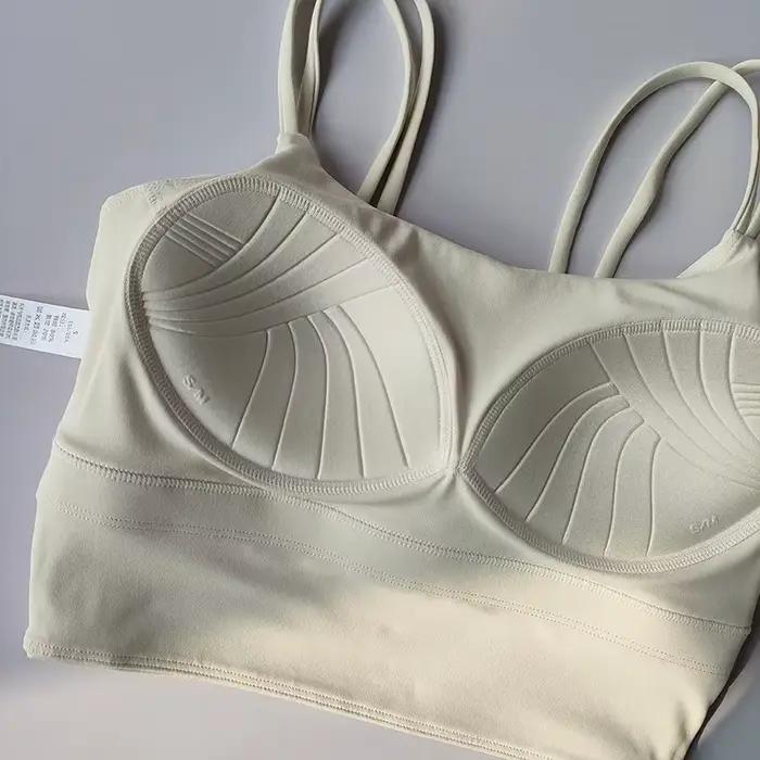 Soutien-gorge de sport sans couture pour femme, respirant, crop top de fitness, dos élégant, push-up