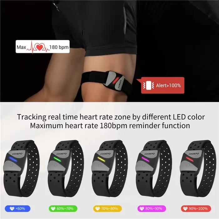 COOSPO Fréquence Cardiaque Brassard Bluetooth Ant+, Brassard Cardiofrequencemetre en Temps réel, Cap
