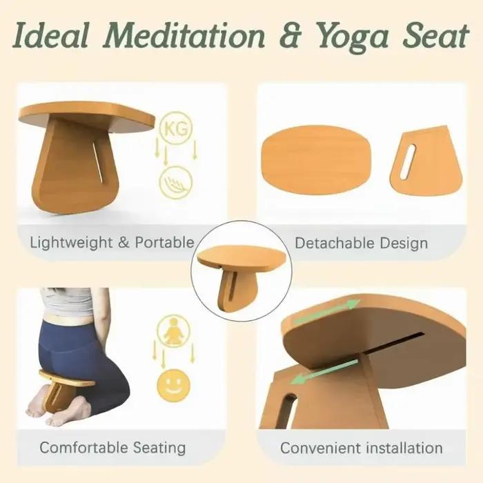 Chaise de prière en bois massif, banc de yoga en bois, banc de méditation équilibré détachable, banc de yoga créatif simple pour la position accroupie