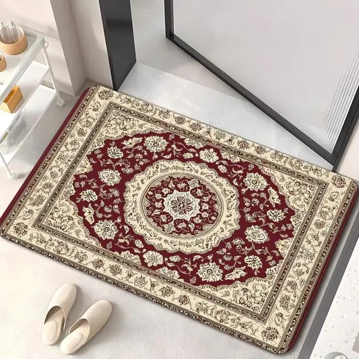 Tapis d'entrée vintage persan bleu et blanc Mandala, tapis de bienvenue pour couloir, porche, décoration intérieure, tapis de sol créatif