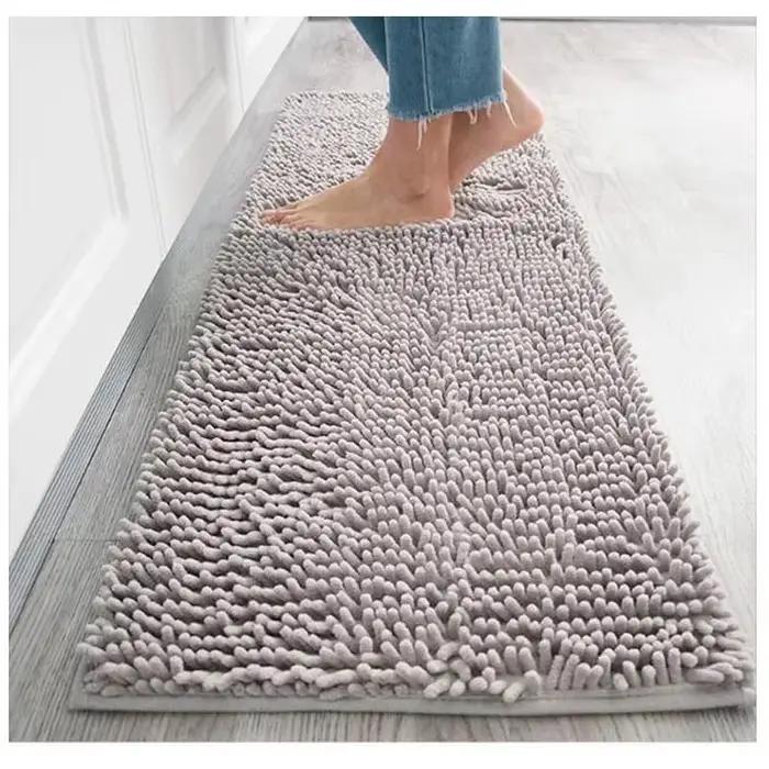 Tapis de bain en chenille dense, super absorbant, durable, antidérapant, avec dos en caoutchouc, lavable en machine, séchage rapide, tapis pour les pieds pour la salle de bain