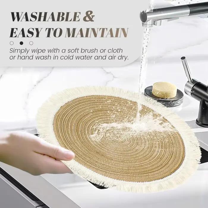 Ensemble de 4 pièces de napperon de 38cm, tapis de protection de table antidérapant, respectueux de l'environnement, rond, Anti-brûlure