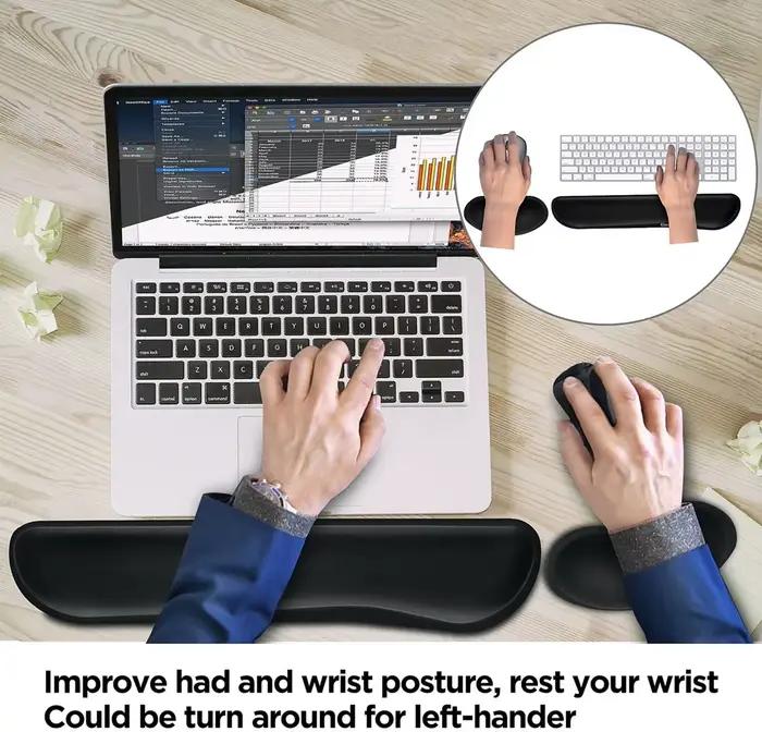Repose-poignet pour clavier, tapis de souris avec Support de poignet, ensemble de tapis de clavier en mousse à mémoire de forme, tapis de souris ergonomique pour bureau, jeu, PC, ordinateur portable