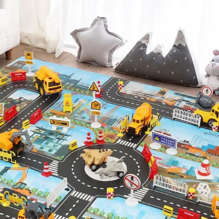 Jouets d'escalade carte de voiture de circulation Parking de ville feuille de route tapis d'escalade jouets tapis de route tapis de jeu bricolage panneaux de signalisation routière