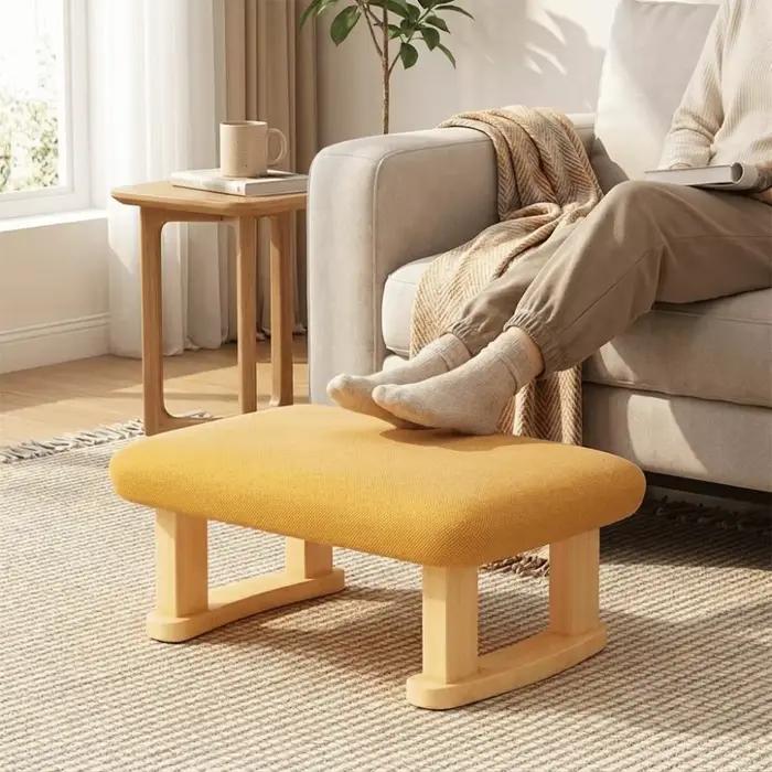 Repose-pieds en bois massif lisse, bords sans bavures, bords arrondis, banc à chaussures, patins antidérapants, pieds de support stables