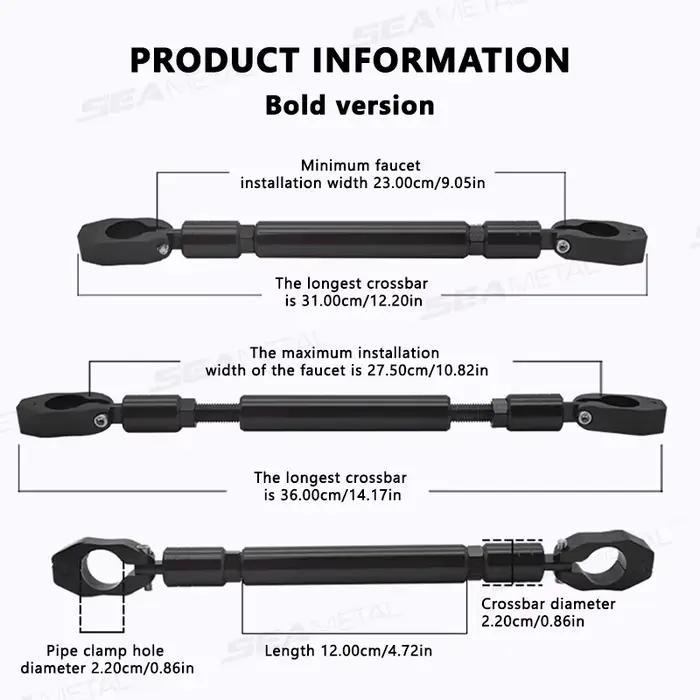SEAMETAL – barre d'équilibre épaisse universelle pour moto, barre transversale en aluminium de 22mm, renforce le guidon, levier de renforcement étendu pour moto