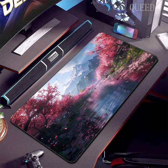 Tapis de souris paysage de montagne, 900x400, grand tapis de souris, tapis de clavier d'ordinateur, bureau PC, grande table, polymères