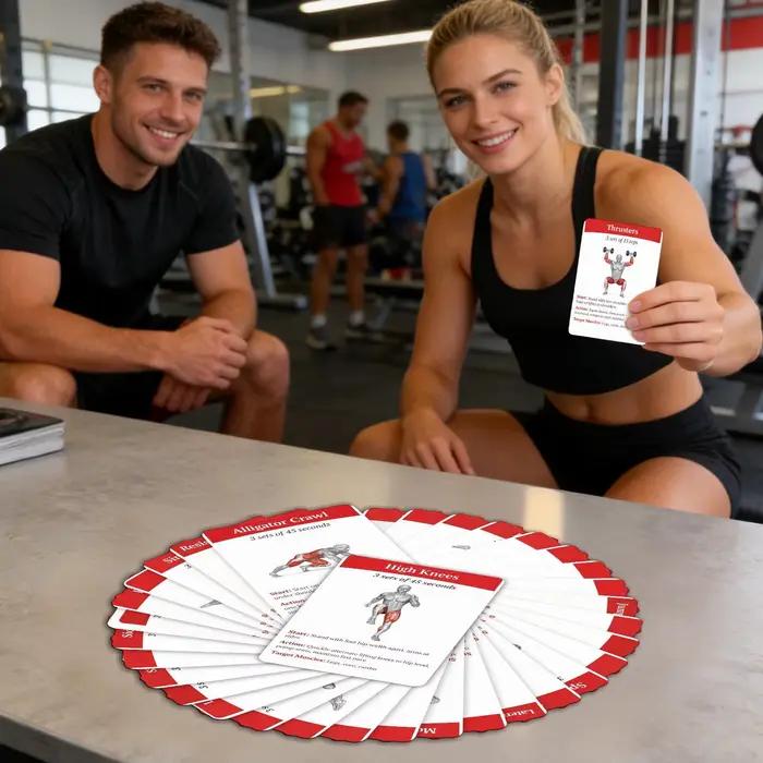 Cartes d'exercices lumineuses 36 pièces – Guide d'entraînement pour femmes