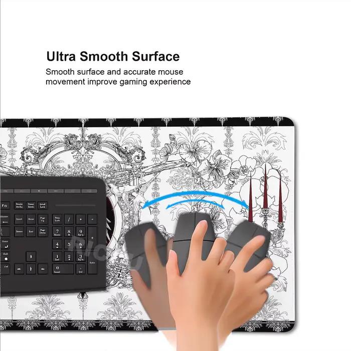 Tapis de souris XXL style gothique foncé, grand tapis de jeu, coussin de table antidérapant pour ordinateur portable, tablette, accessoires PC, tapis de bureau
