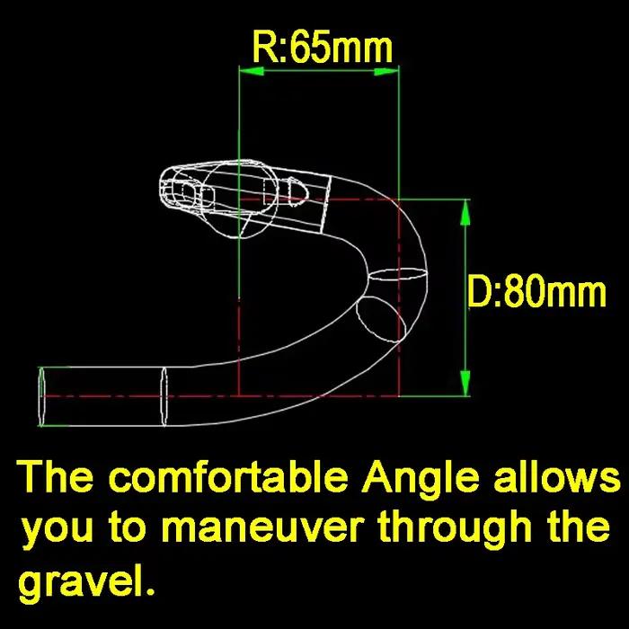 Guidon de vélo de route en carbone mat 37 Degrees Drop 80mm avec câblage entièrement intégré