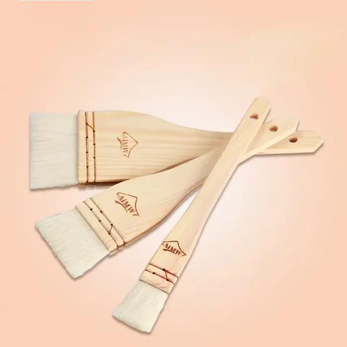 Pinceau à gâteau de lune avec manche en bois, brosse à huile en laine, accessoires de cuisson, outils de cuisine, ménage