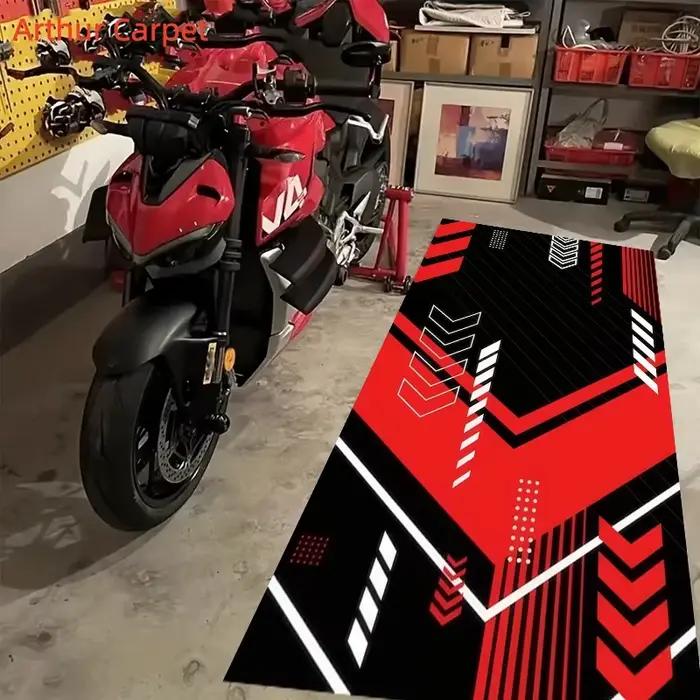 Tapis de moto VIKAMA, tapis de garage pour moto, résistant à l'huile, imperméable, résistant à l'usure, enroulable, style course