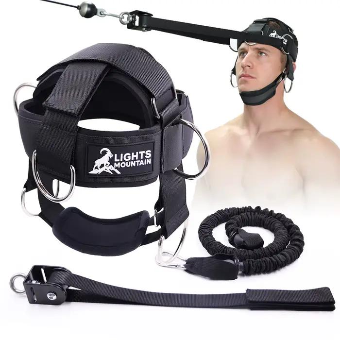 Harnais de cou réglable avec système de poulie et bandes de résistance – Entraînement multidirectionnel de musculation du cou pour la force