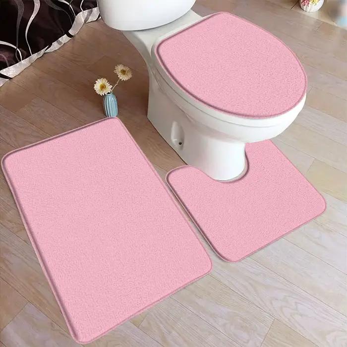 Ensemble de polymères de bain noirs monochromes modernes, tapis de porte de maison, tapis de glouton, tapis de sol HODecor, coussin en forme de U, couvercle de couvercle de toilette