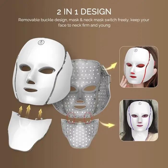 Masque Facial LED thérapie par la lumière rouge 7-1 couleur 192LED s masque Facial sans fil beauté à la maison masque LED Facial beau cadeau