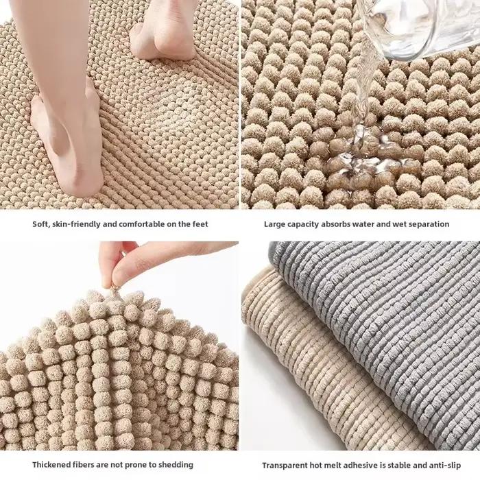 Tapis de bain en chenille à séchage rapide, épais, court, en peluche, absorbant l'eau, non ald holea