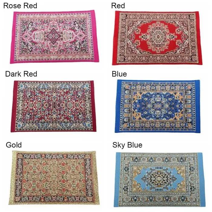 Tapis de tissage Miniature de Style turc, revêtement de sol pour maison de jeu, accessoires de poupée à l'échelle 1:12