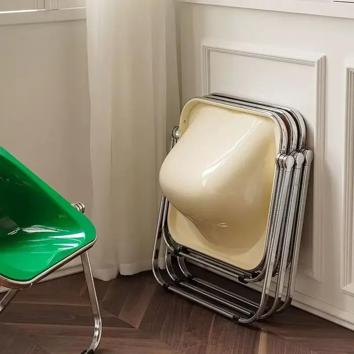 Chaises de salon pliantes portables modernes simples, pieds de banc en métal, chaise de vanité en acrylique, tabouret de chambre à coucher, meubles de maison