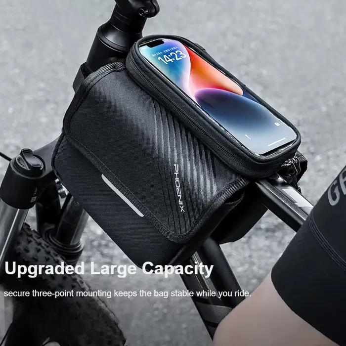 Sacoche pour tube supérieur de vélo avec étui de téléphone