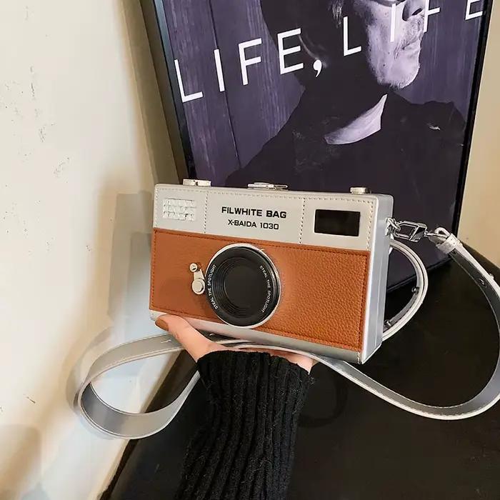 Sac à bandoulière Style appareil photo pour femmes, boîte amusante, sac rétro pour appareil photo, petit sac pour femmes