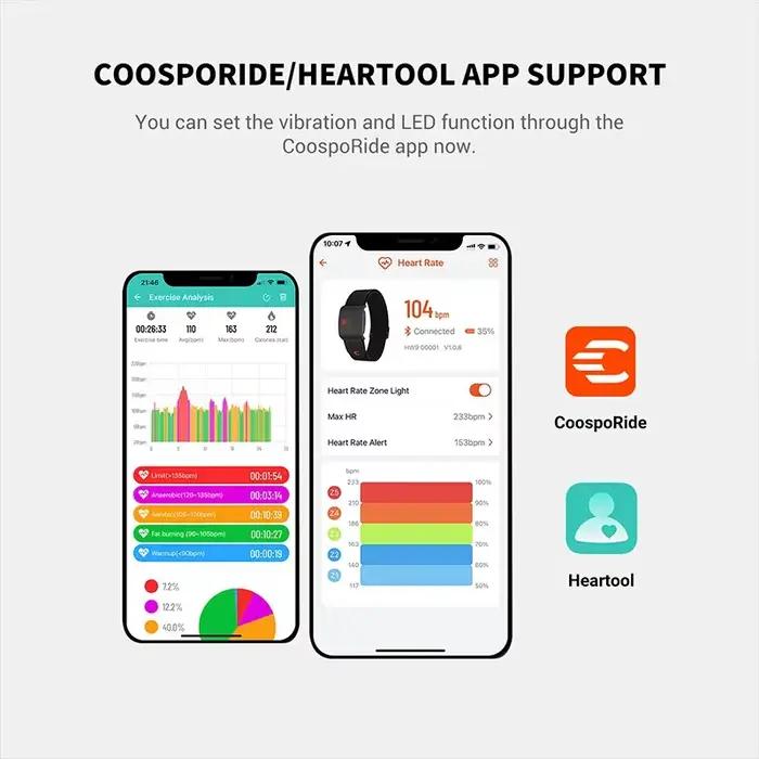 COOSPO HW9 brassard moniteur de fréquence cardiaque avec Zones HR/capteur HRM de calories pour le cyclisme de fitness