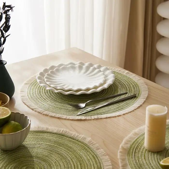 Ensemble de 4 pièces de napperon de 38cm, tapis de protection de table antidérapant, respectueux de l'environnement, rond, Anti-brûlure