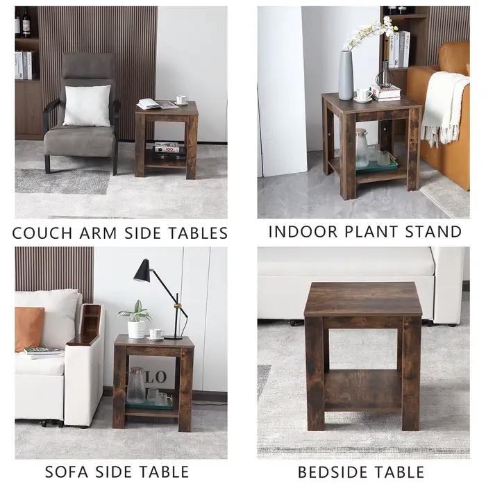 Table d'appoint Table de chevet Salon Canapé Bras Tables de chevet Petits espaces Supports d'angle de ferme avec rangement