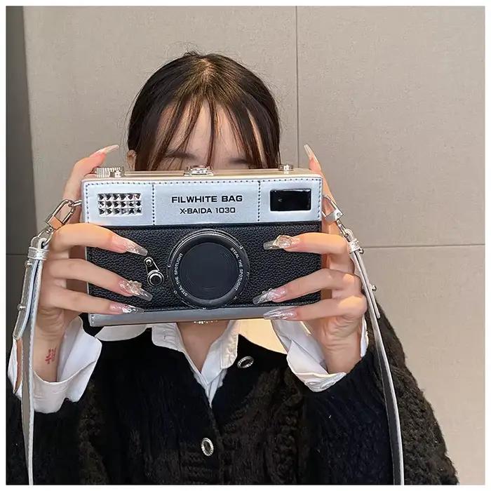 Sac à bandoulière Style appareil photo pour femmes, boîte amusante, sac rétro pour appareil photo, petit sac pour femmes