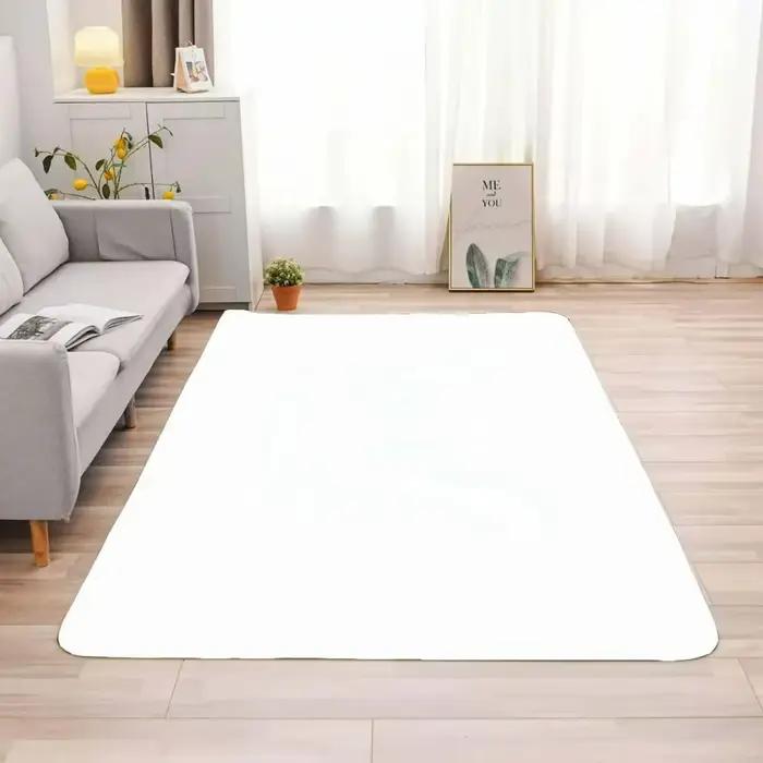 Tapis à carreaux noir et blanc, tapis de sol crème simple pour salon et chambre, tapis de décoration d'intérieur pour chevet