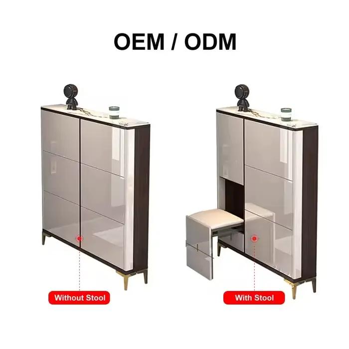 Meuble à chaussures en bois, étagère ultra-mince en MDF, organisateur de chaussures inclinable peu encombrant, banc à chaussures d'entrée avec rangement