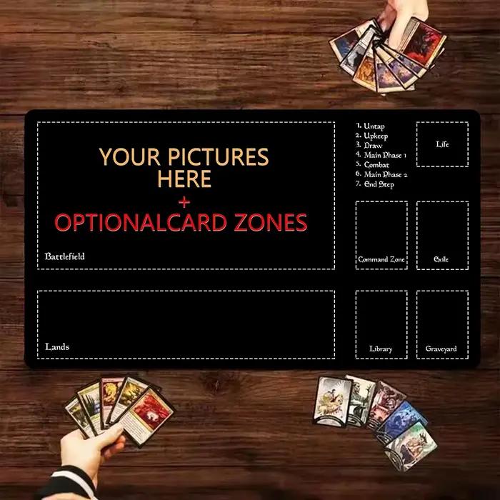 Tapis de jeu TCG personnalisé 24 "X 14", tapis de jeu personnalisé avec Zones, accessoires de table MTG, jeux de cartes à collectionner