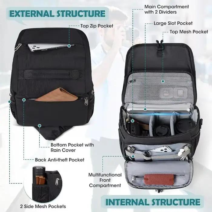 Nouveau sac photo compact pour photographe, sac à bandoulière pour appareil photo reflex, sacoche oblique pour appareil photo